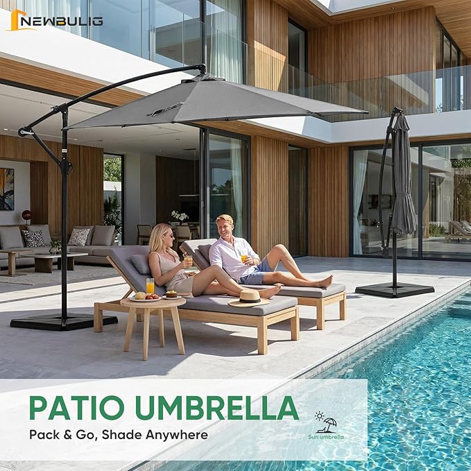 NEWBULIG 10FT Patio Umbrella, Offset Cantilever Outdoor Patio Table Umbrella - Image 10