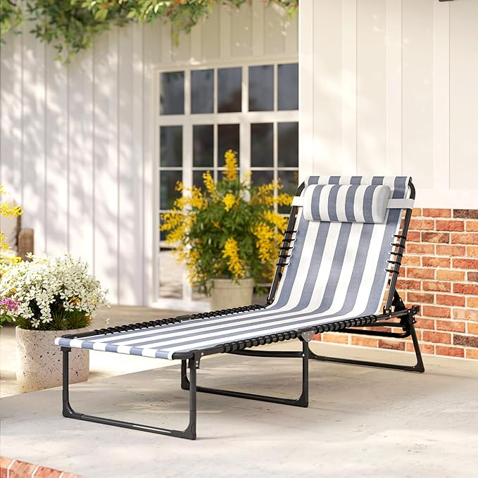 Outsunny Folding Chaise Lounge Chair, Patio Sun Tanning Chair, Outdoor Chaise - Image 8