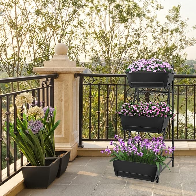 Vertical Raised Garden Bed 3 Tier Elevated Garden Planters Stand Up Garden - Image 6