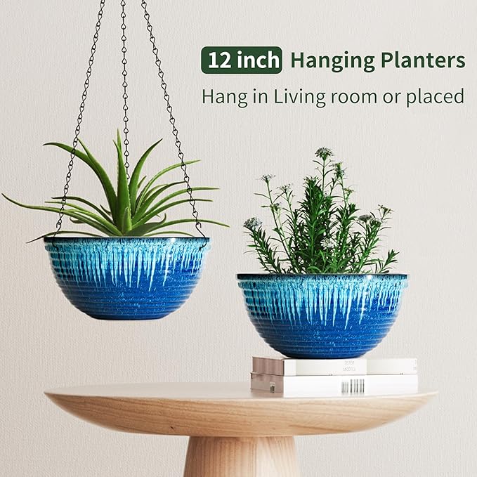 12 inch Large Hanging Planters for Indoor Outdoor Plants, Hanging Baskets for - Image 5