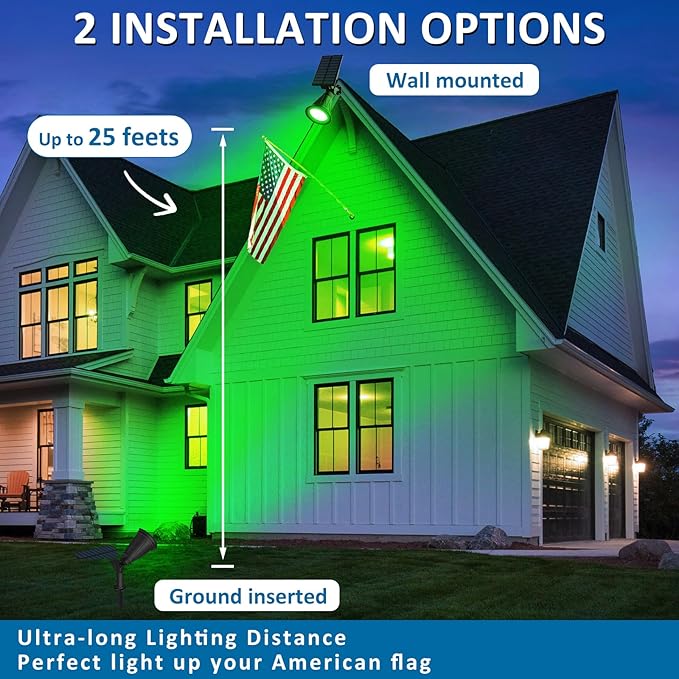 T-SUNUS Green Solar Landscape Spot Lights 4 Pack, IP65 Waterproof Garden - Image 3