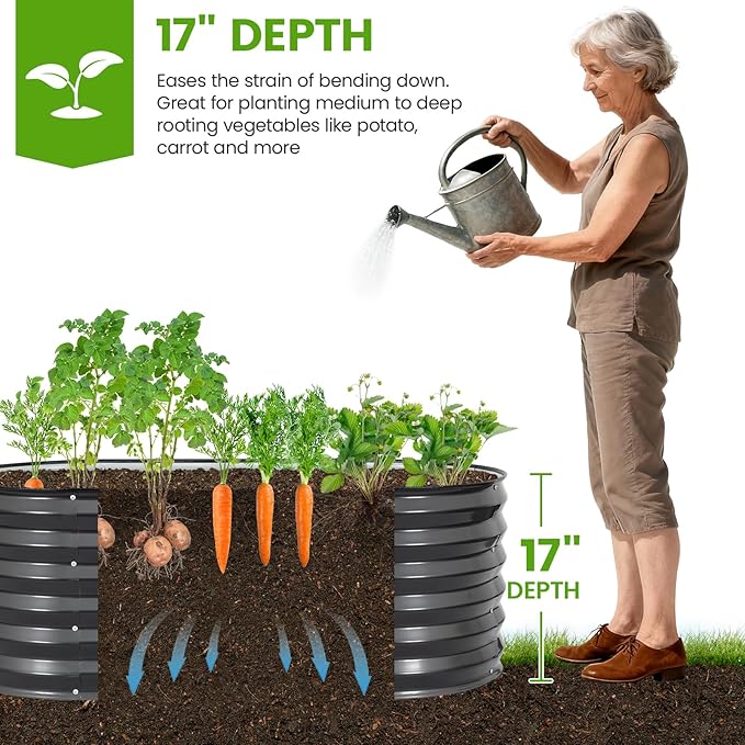 Galvanized Raised Garden Bed Outdoor |17'' Tall Planter Box Outdoor - Image 2