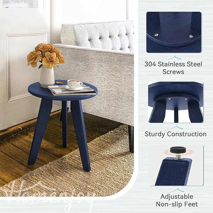 HDPS Outdoor Side Table, Small Round Side Table Weather-Resistant, Outdoor Side - Image 5