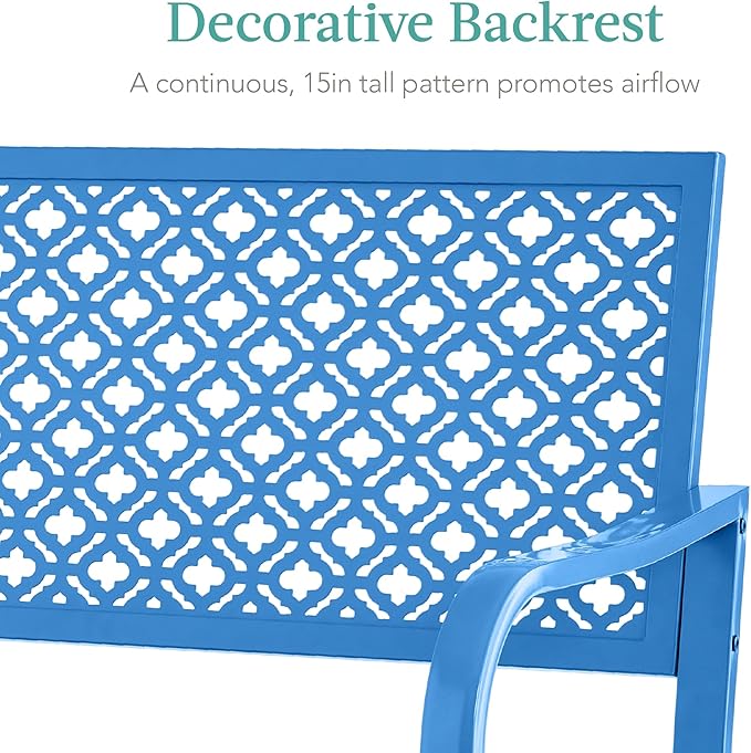 Best Choice Products Outdoor Bench 2-Person Metal Steel Benches Furniture - Image 5