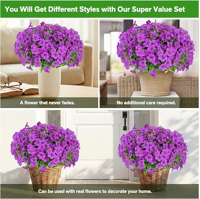 Artificial Flowers for Outdoor Indoor, Silk Flowers No Fade Fake Plastic - Image 5