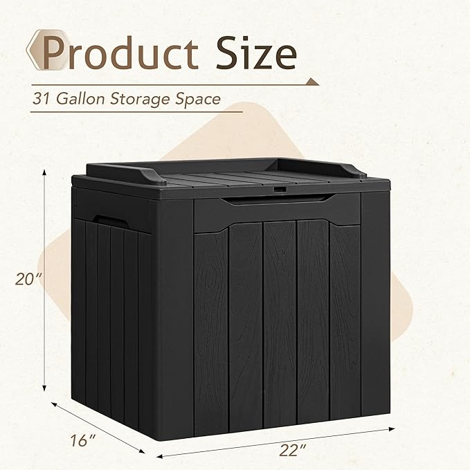 Flamaker 2 Pack Deck Box 31 Gallon Waterproof Resin Storage Box - Image 4