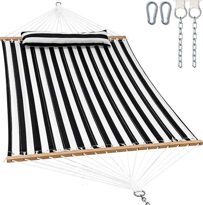 2 Person Hammocks for Outside, Double Quilted Fabric Outdoor Hammock by GafeteOutdoorLiving
