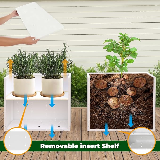 Metal Rectangular Outdoor Planter Box 36" x 15" x 24" White Steel Long Planter - Image 7