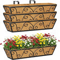 Y&M 24 Inch Window Deck with Coco Liner, Fence Metal Hanging Flower Planter by YM