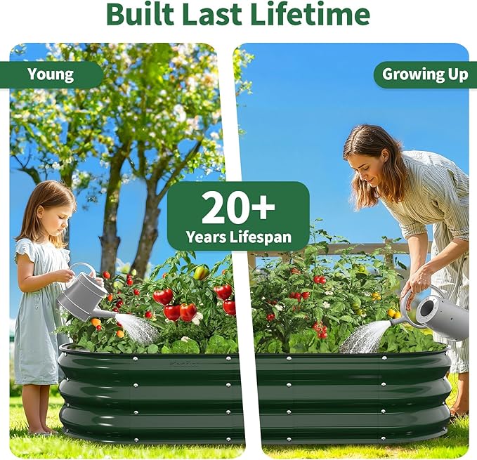 Kesfitt Raised Garden Bed, Oval Open-Bottom Design, 12-Inch Deep - Image 9