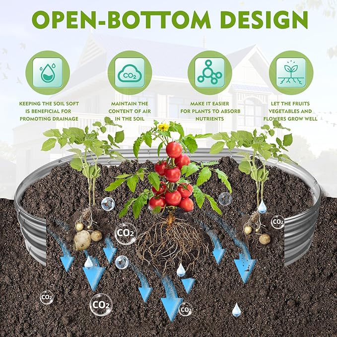 5X2.7X1 FT Oval Galvanized Metal Garden Raised Bed/Plant Box - Image 6
