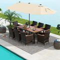 Tangkula 11 Piece Rattan Outdoor Dining Set by TANGKULA