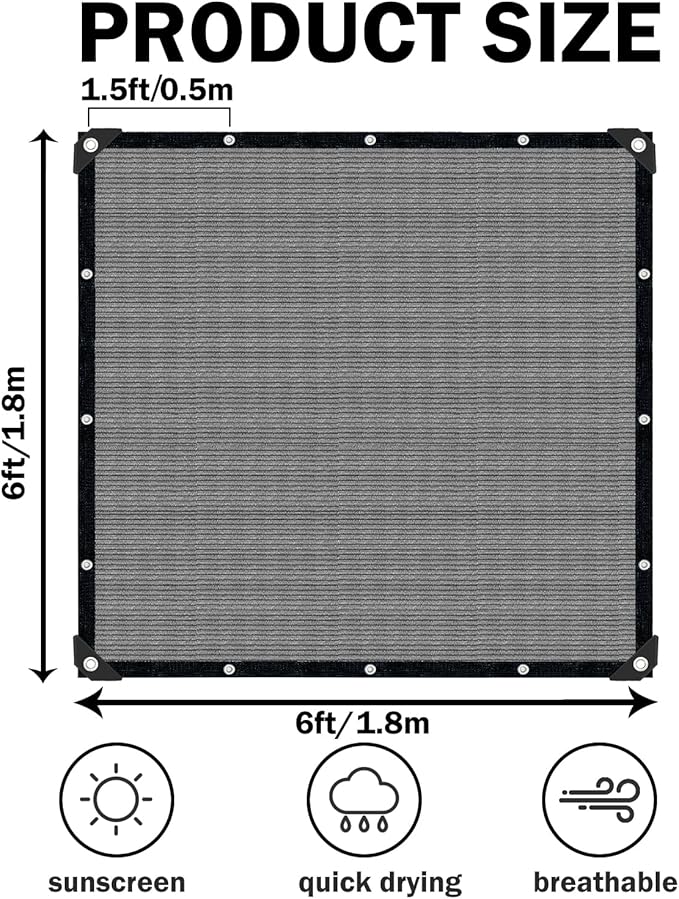 Grey Sun Shade Cloth, Pergola Shade Cover - Image 2