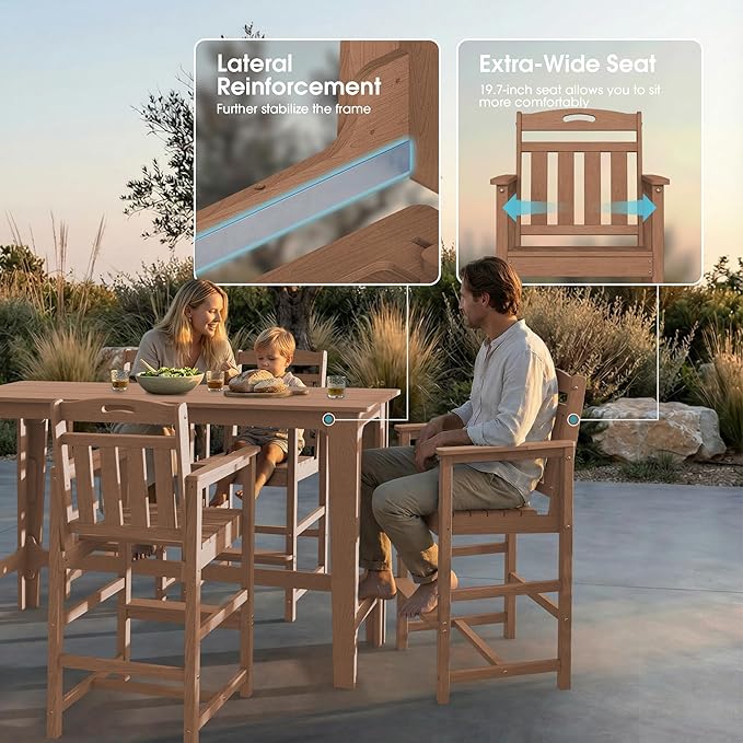Ciokea Outdoor Bar Height Table Set of 5, Heavy-Duty All-Weather HDPE Patio Bar - Image 4