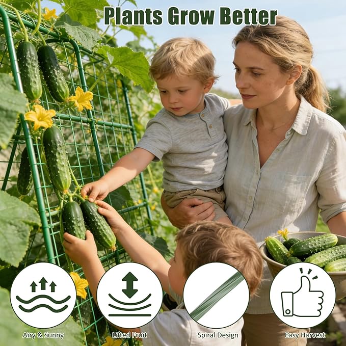 Miory Cucumber Trellis for Raised Beds, 32 x 63 Inch Metal U-Frame Garden - Image 5