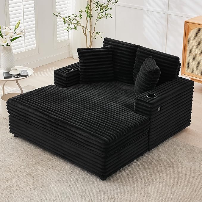 GarveeHome Oversized Chaise Lounge Chair Indoor, 56x60 in Comfortable Corduroy by GarveeHome
