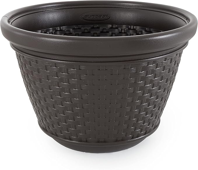 Suncast 3 Pack Decorative Wicker Garden Hose Holder Pot - Image 4