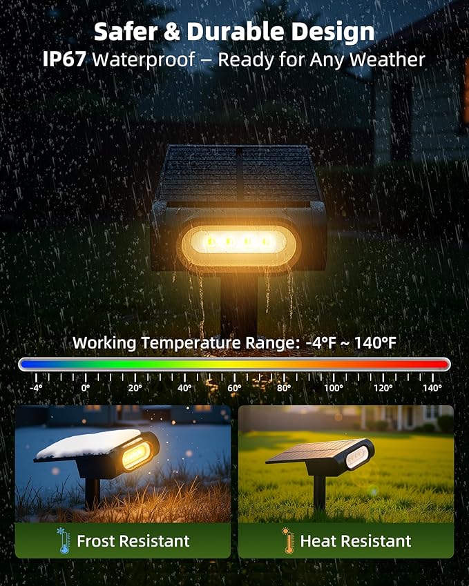 EZVALO Solar Spot Lights Outdoor IP67 Waterproof, Adjustable Solar Landscape - Image 5