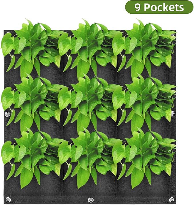 Hanging Planting Grow Bags, 9 Pockets Hanging Vertical Wall Planter Wall - Image 2