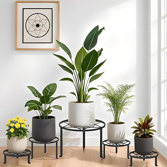 5 Pack Plant Stand Metal Flower Pot Stand Holders Indoor Tall Plant Rack Plant - Image 2