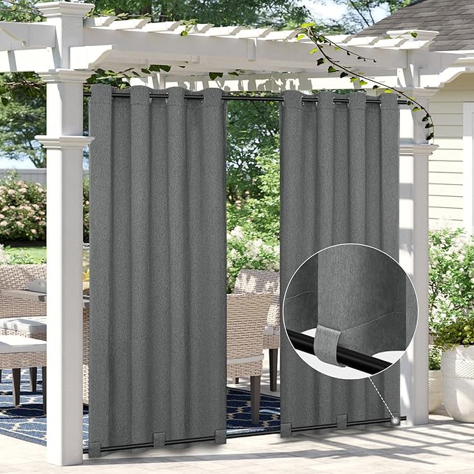 Easy-Going Linen Look Outdoor Curtains Waterproof Windproof Porch Curtains by Easy-Going