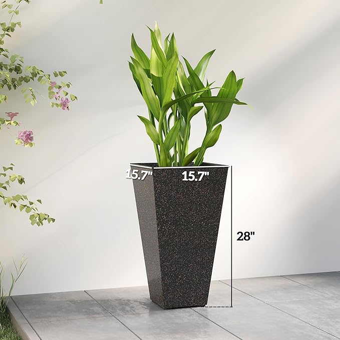 Outsunny 28 Inch Tall Planters for Outdoor Plants, Stackable Tapered Large - Image 3