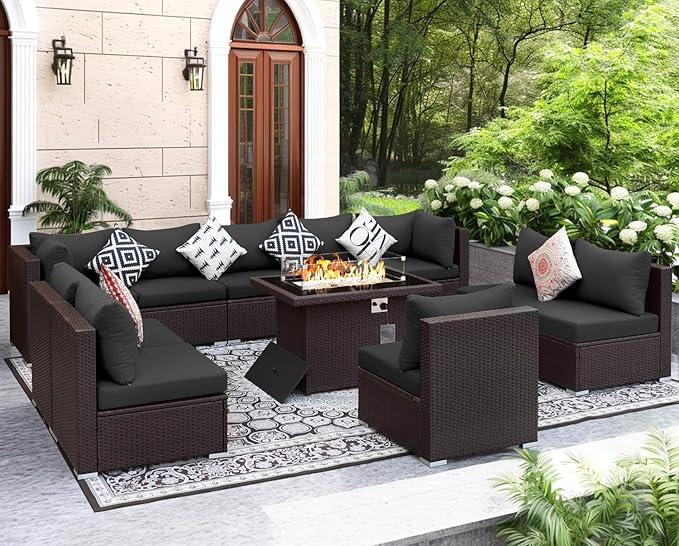 NICESOUL 11 Pcs Modern Outdoor Patio Sectional Furniture Set by NICESOUL