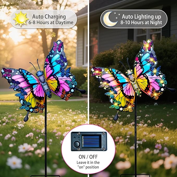 Hexagram Butterfly Garden Decor, Butterfly Solar Lights - Image 3