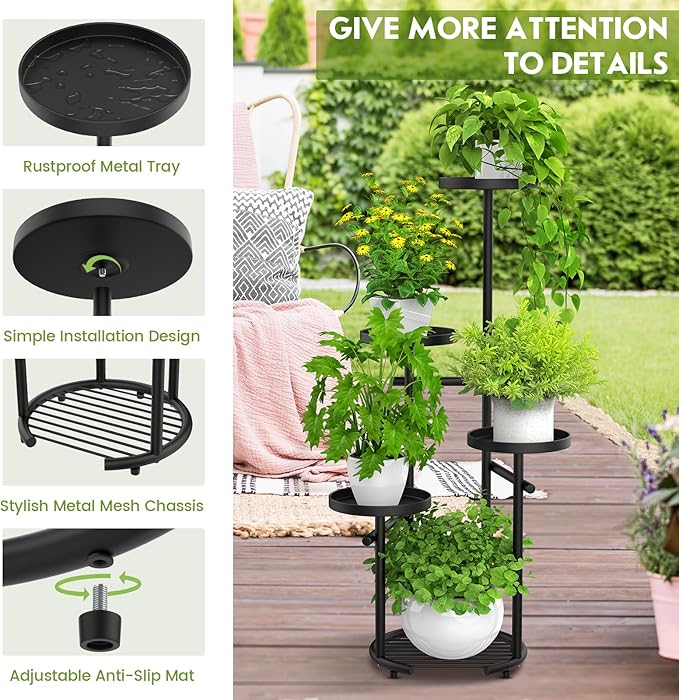 TOSKING 5 Tier Tall Plant Stand Indoor Outdoor, Heavy Duty Corner Plant Stand - Image 7