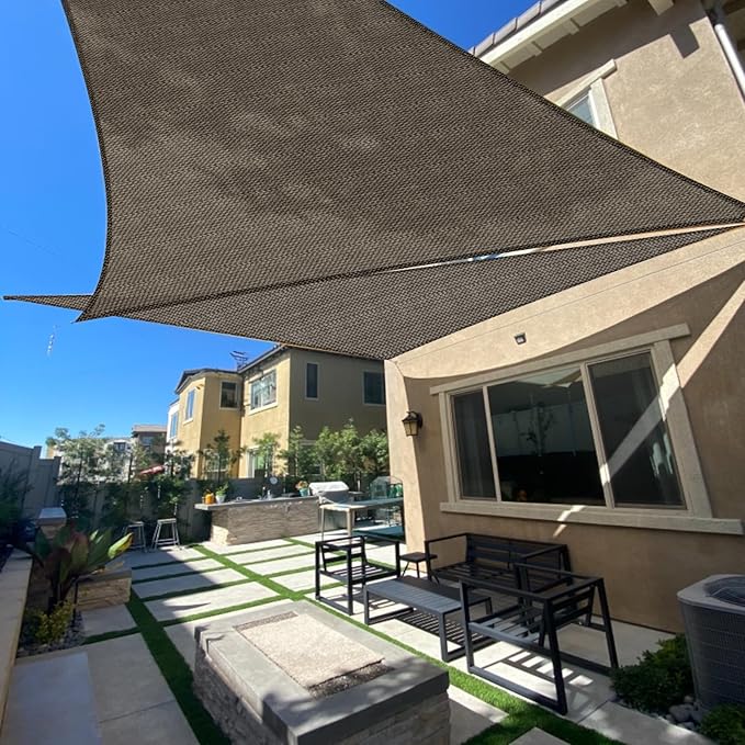SUNLAX Sun Shade Sail 12' x 20' x 23.3' Brown Rectangle Canopy Sail Shade Cover by SUNLAX
