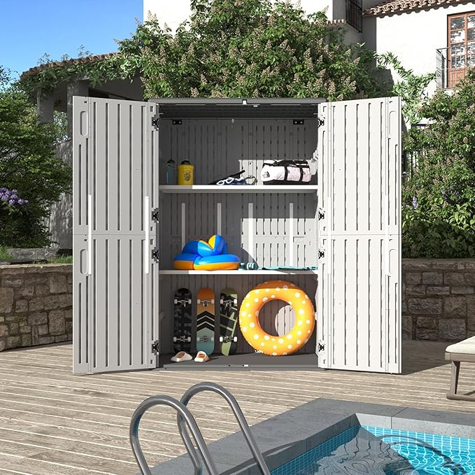 Aoxun White Resin Outdoor Storage Shed - Image 8