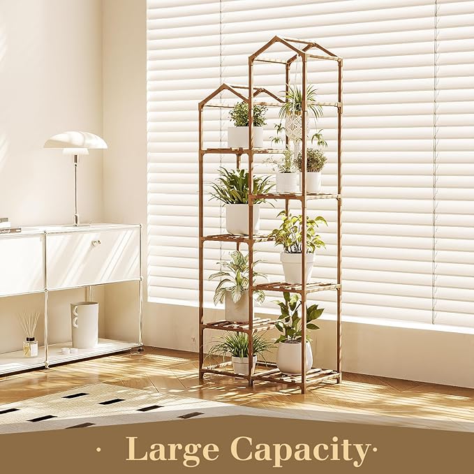 Bamworld Tall Plant Stand Indoor Outdoor Corner Plant Shelf Hanging Plant - Image 9