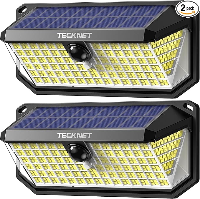 TECKNET 416 LED Solar Lights Outdoor Waterproof, 300° Angle & 3 Lighting Modes by Tecknet