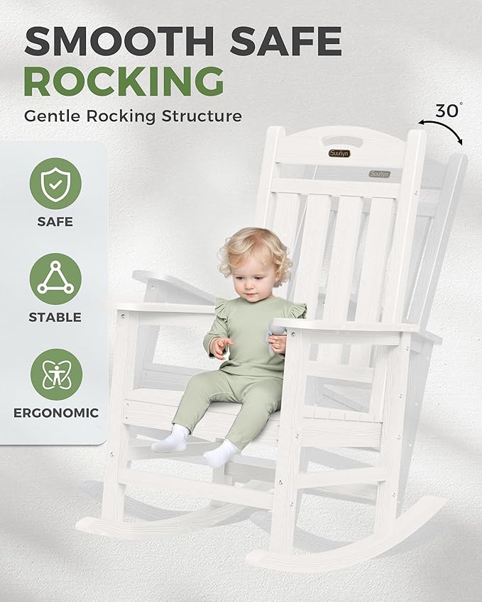 Oversized Rocking Chairs Outdoor Set of 4, High Back Porch Rocking Chair - Image 4