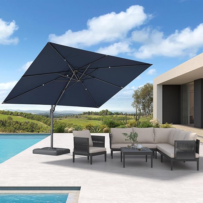 PURPLE LEAF Patio Umbrella 9' X 11.5' Rectangle Cantilever Umbrella Large by Unknown