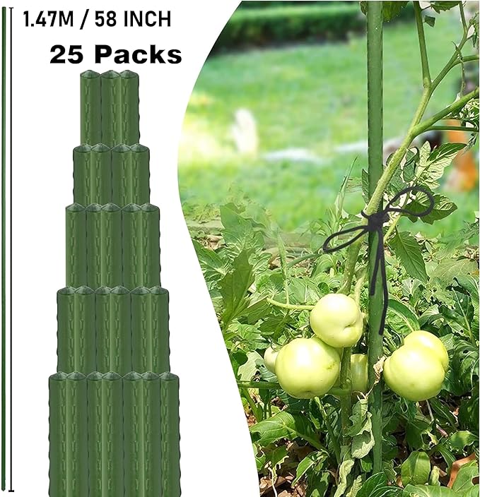 Xiny Tool Garden Stakes, 25 Pack Steel Plant Garden Tomato Stakes - Image 2