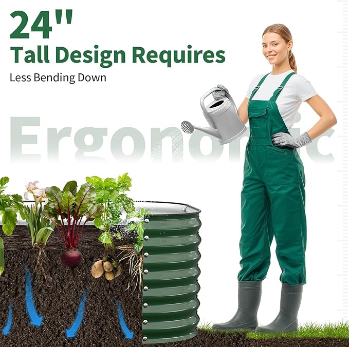 Kesfitt Raised Garden Bed Outdoor, Galvanized Steel Metal Raised Bed Planter - Image 6