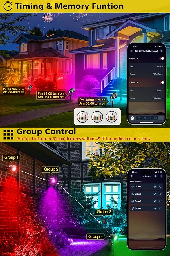 T-SUN Smart Color Changing Landscape Lights, RGBW Spotlights Outdoor - Image 4