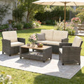 Wisteria Lane 4 Piece Patio Furniture Set, Wicker Outdoor Patio Conversation by WisteriaLane