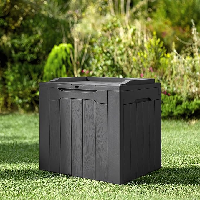 JUMMICO 31 Gallon Resin Deck Box Waterproof Indoor Outdoor Storage Boxes - Image 4