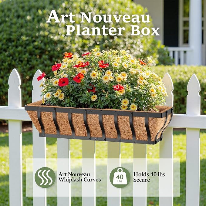Railing Planter Boxes, Heavy Duty Window Box Planters, Adjustable Balcony - Image 3