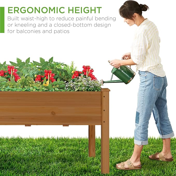 Best Choice Products 34x18x30in Raised Garden Bed, Elevated Wood Planter Box - Image 6