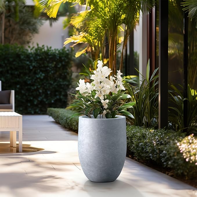 Kante Tall Concrete Planter, 21.7-Inch Height Blue-Gray Large Indoor Outdoor - Image 3