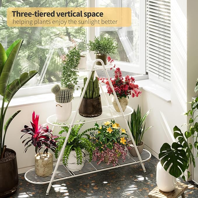 Plant Stand for Patio, 3-Tier Metal Plant Shelf–Indoor/Outdoor Display Rack for - Image 4