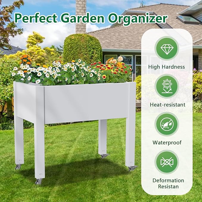 Raised Garden Bed with Legs, 28.9" Tall Self-Watering Raised Planter Box with - Image 6