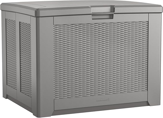 Rubbermaid Medium Resin Outdoor Storage Deck Box Weather Resistant Gray Deck by Rubbermaid