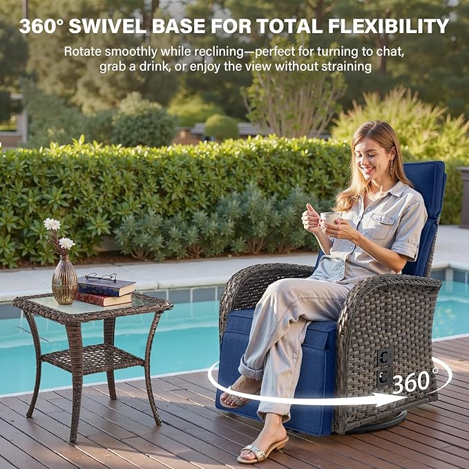 Belord Swivel Outdoor Recliner Chair Set of 2 - Image 4
