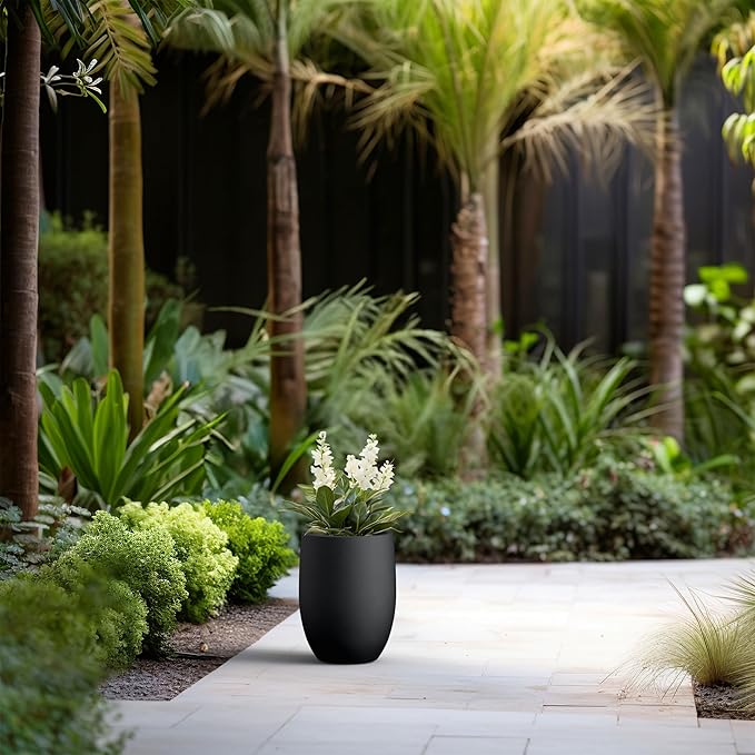 Kante 11.8 Inch Tall Concrete Planter, Large Indoor Outdoor Plant Pot - Image 6