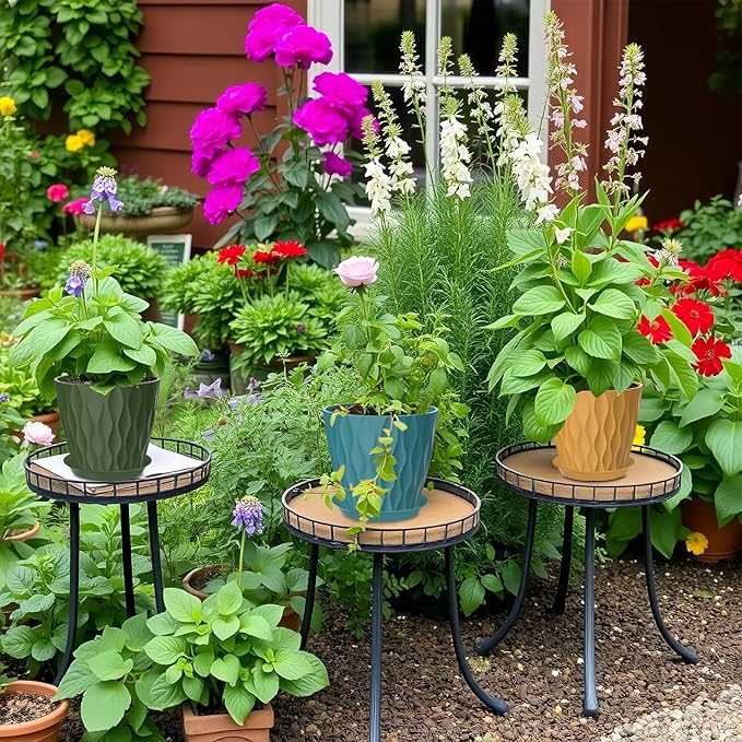 10 Pack 5 Inch Plant Pots with Drainage and Saucers, Stackable Nursery Planters - Image 6