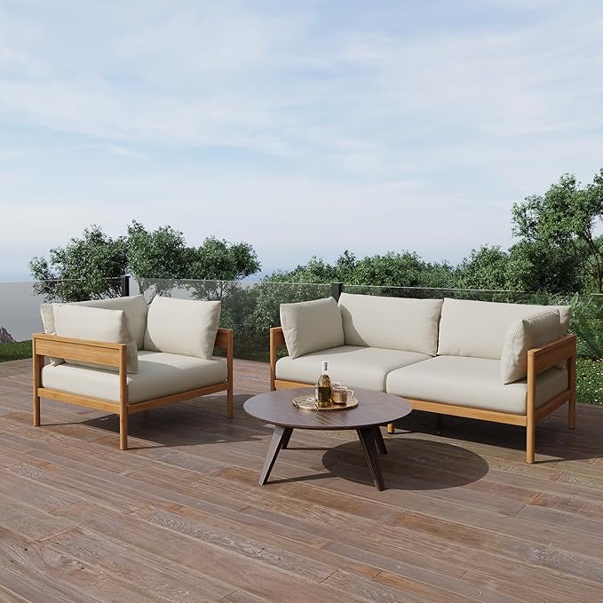 Acanva Modern Outdoor Patio Furniture Set, All-Weather Aluminium Conversation - Image 3